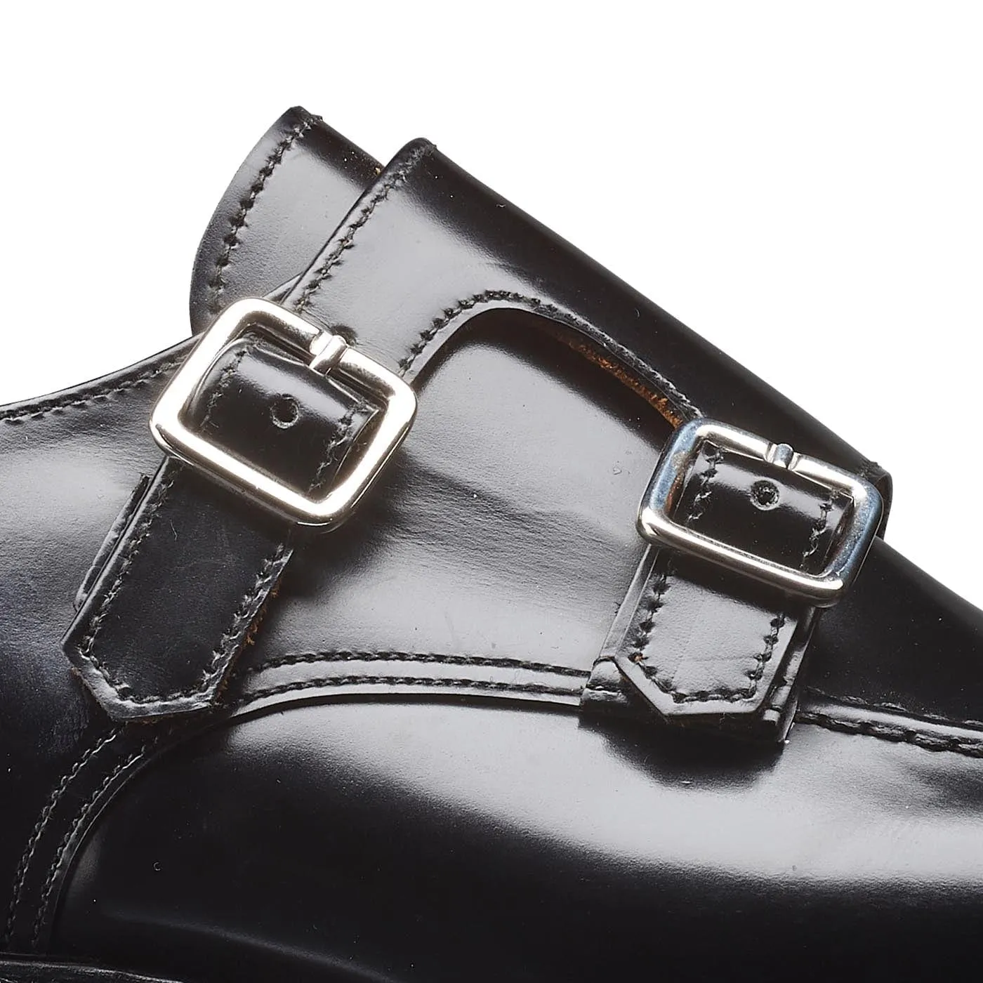 Ava in Black Cavalry Calf Decorative Stitch British Style