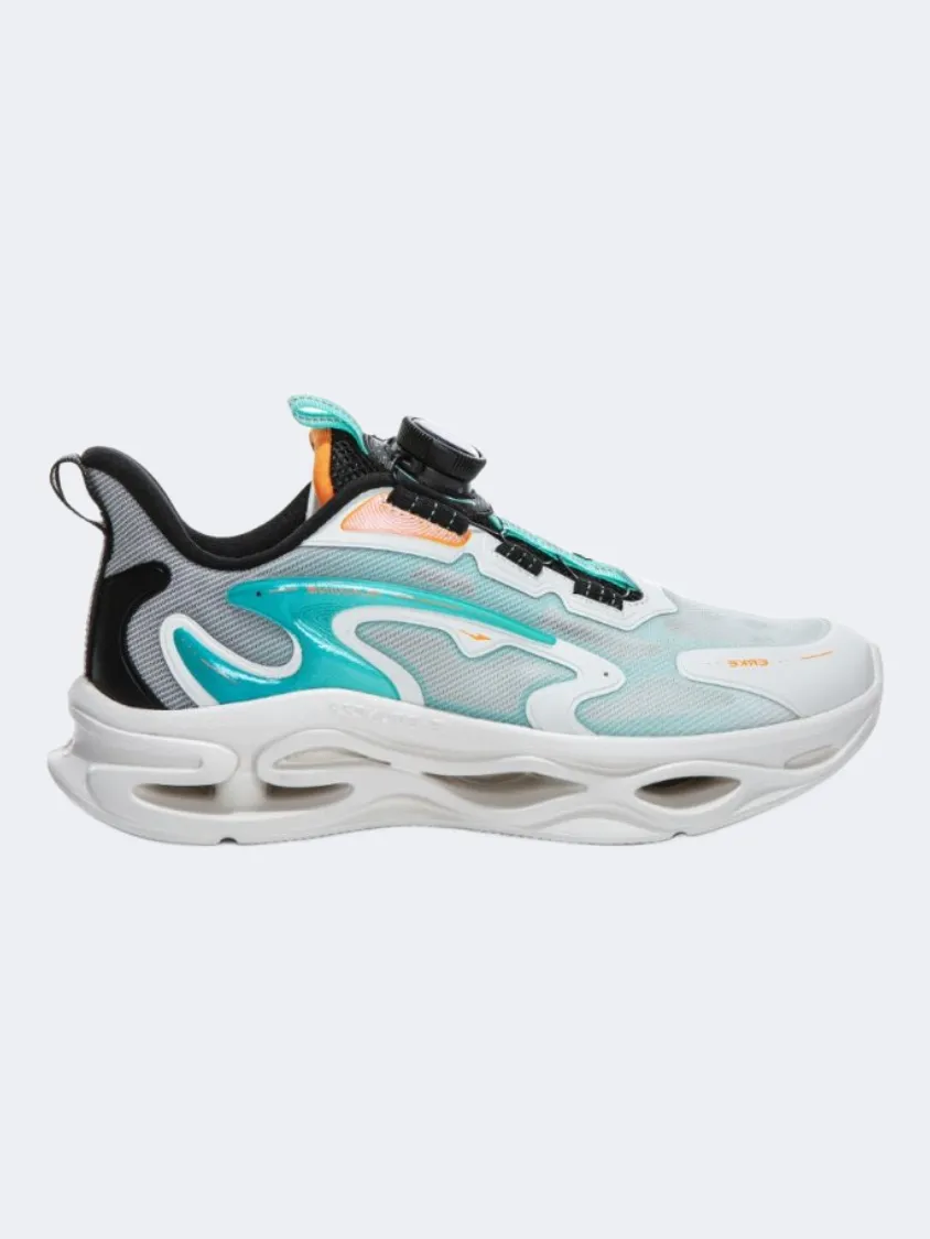 Erke Kids-Boys Running Shoes White/Blue Green Slim Line Rock Path