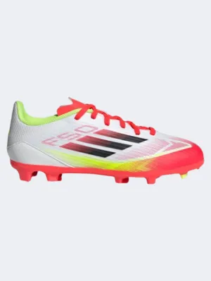 Adjustable Strap Adidas F 50 League Fg Mg Kids Football Shoes White/Black/Yellow