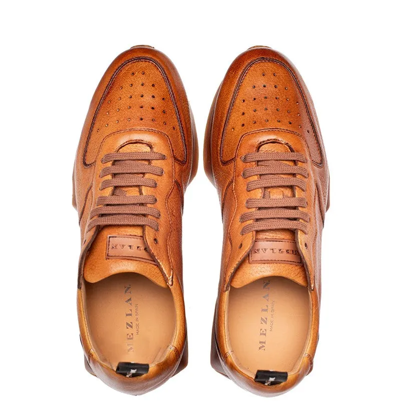 Mezlan "Gerardo" Deerskin Sneaker-Cognac Anti Slip Stable construction