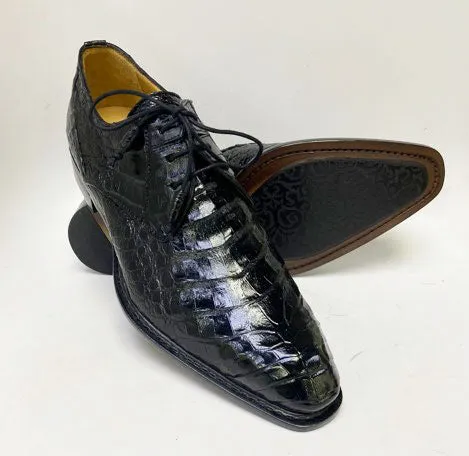 Lace Up Style "Cratos" Crocodile Derby Black