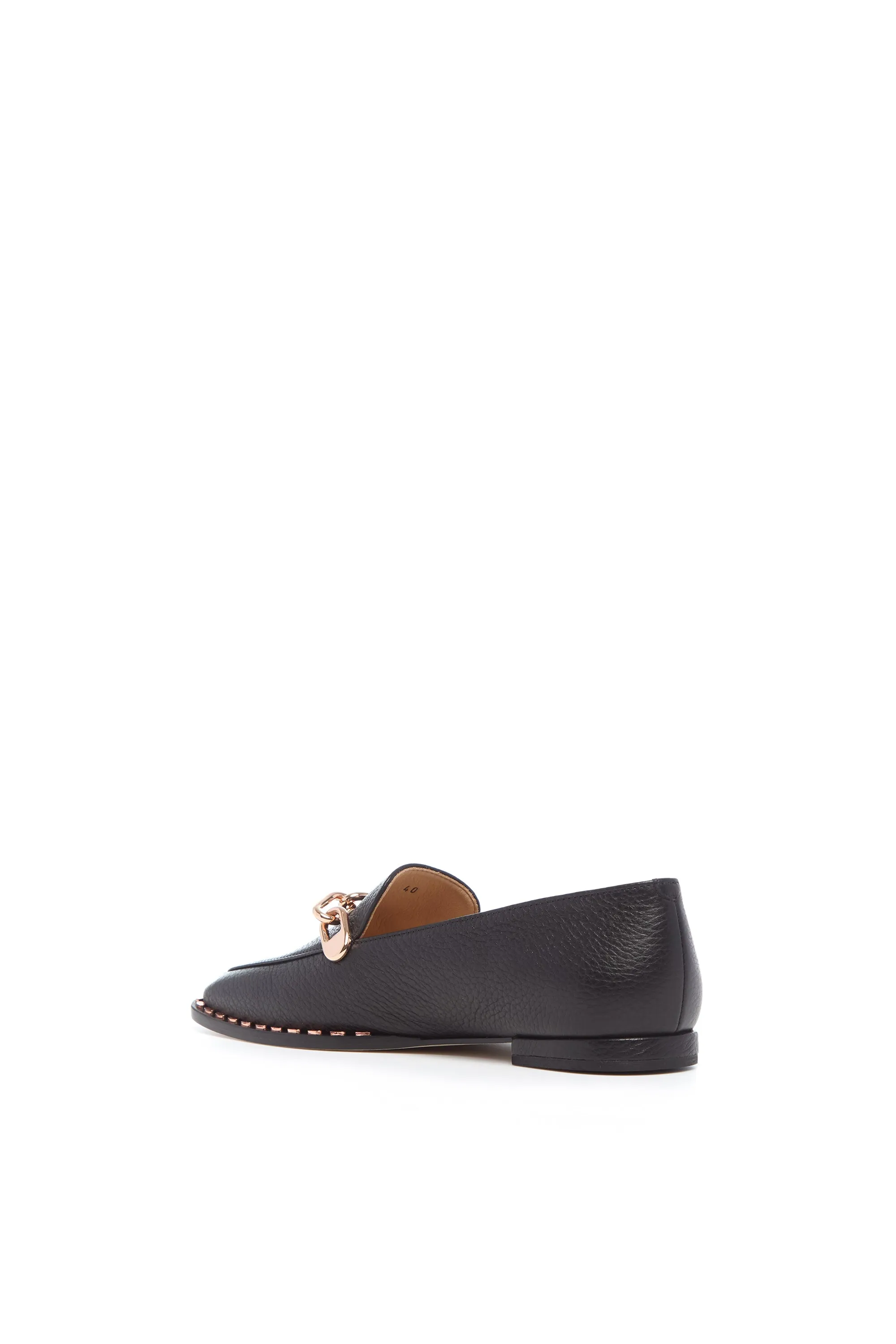 Street Pace Larisa Loafer in Black Textured Leather