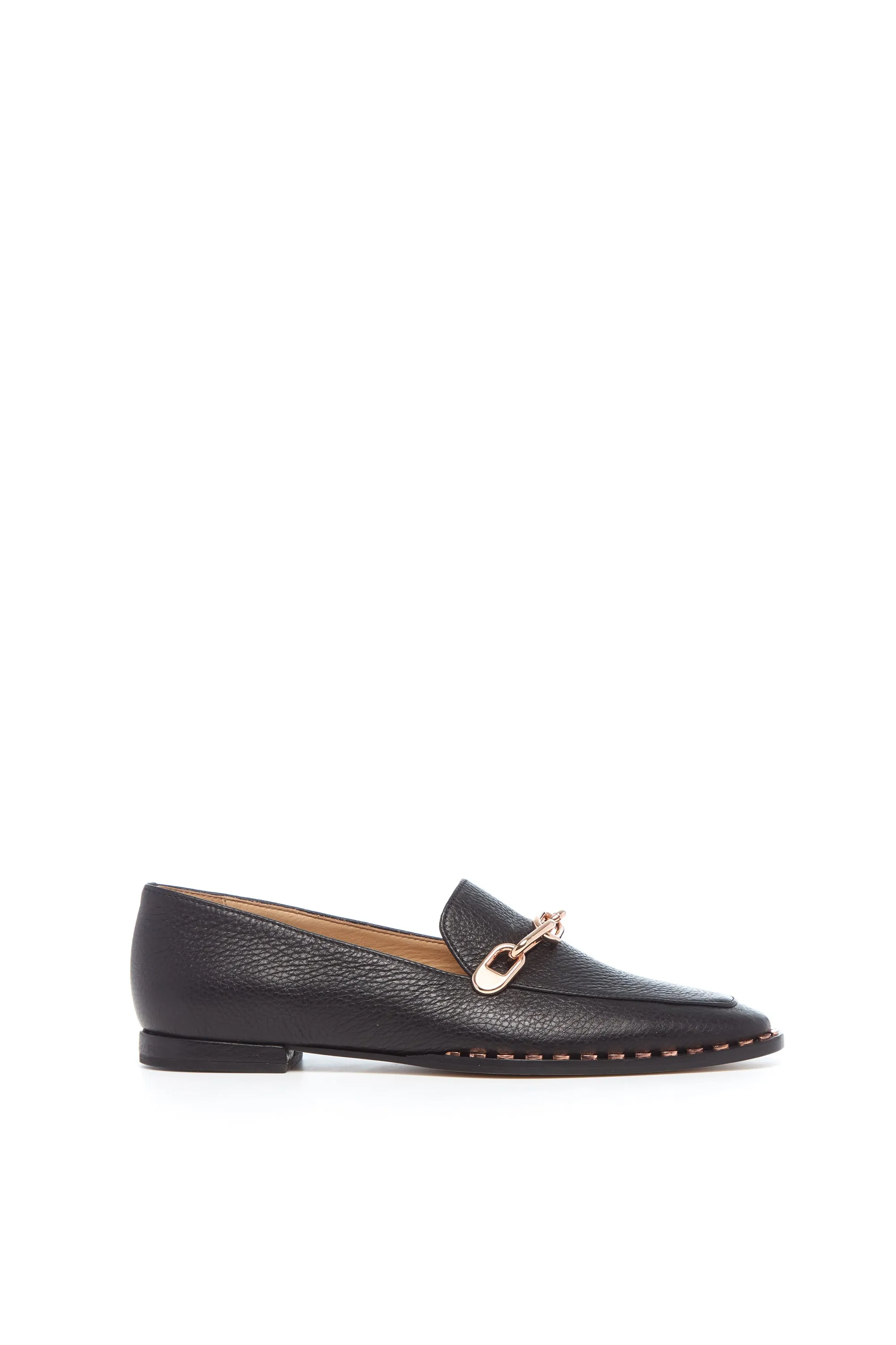 Larisa Loafer in Black Textured Leather Calm Lane Comfortable walking shoes