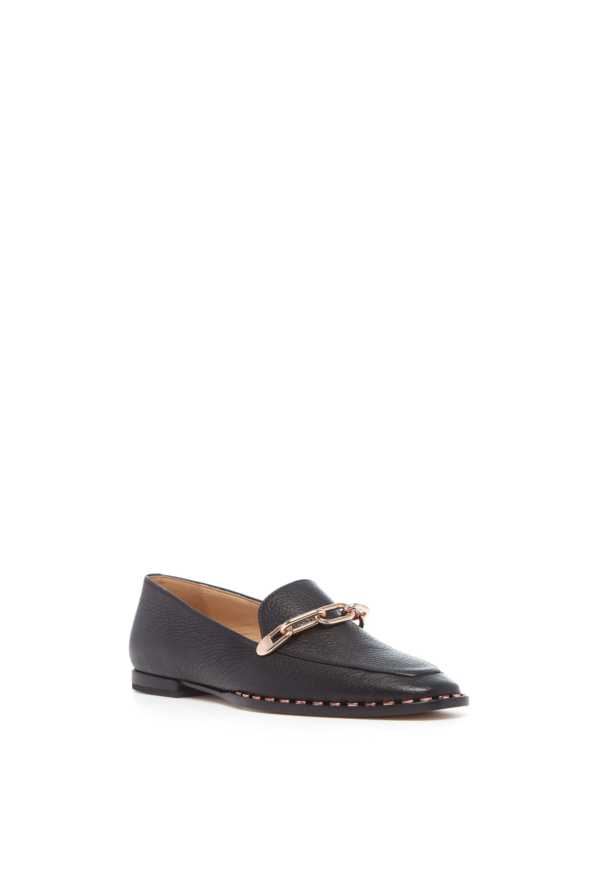 Larisa Loafer in Black Textured Leather Easy Clean Heel Clear