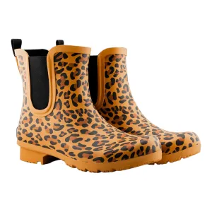 Chelsea Matte Brown Leopard Women's Rain Boots Shock Absorbing