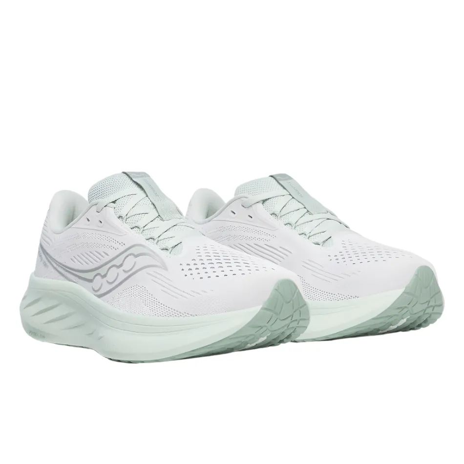 running cadence urban - climate shoes Saucony Women's Ride 18 Running Shoes in Fog/Mist AW25
