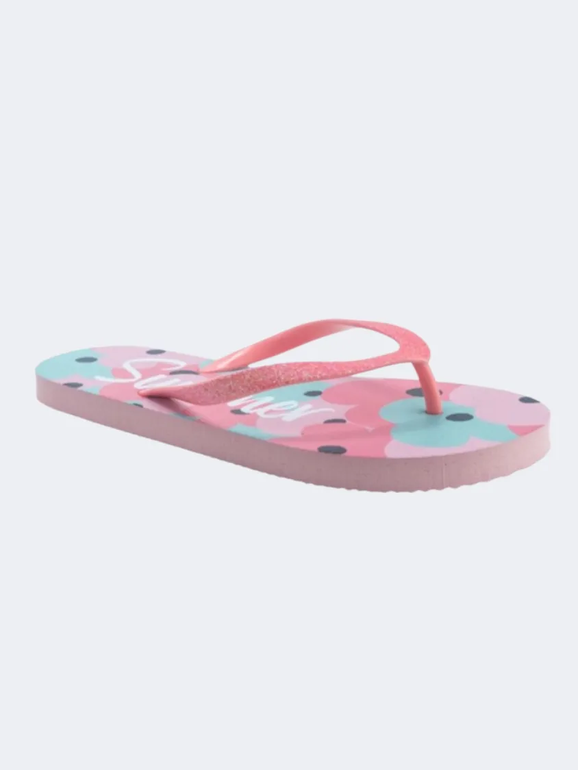Linen Air Flexible Fit Stamion Mer Pe Girls Beach Slippers Pink