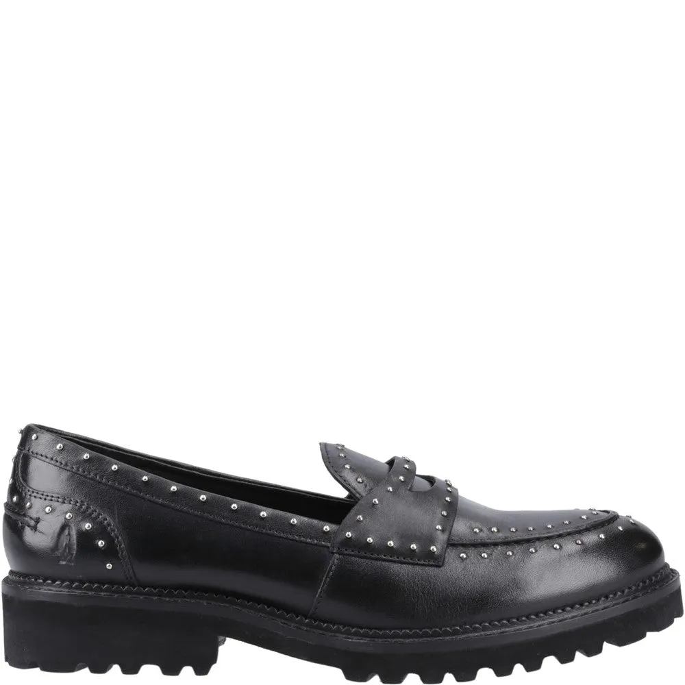 Shockproof Heel Black Genie Studed Loafers