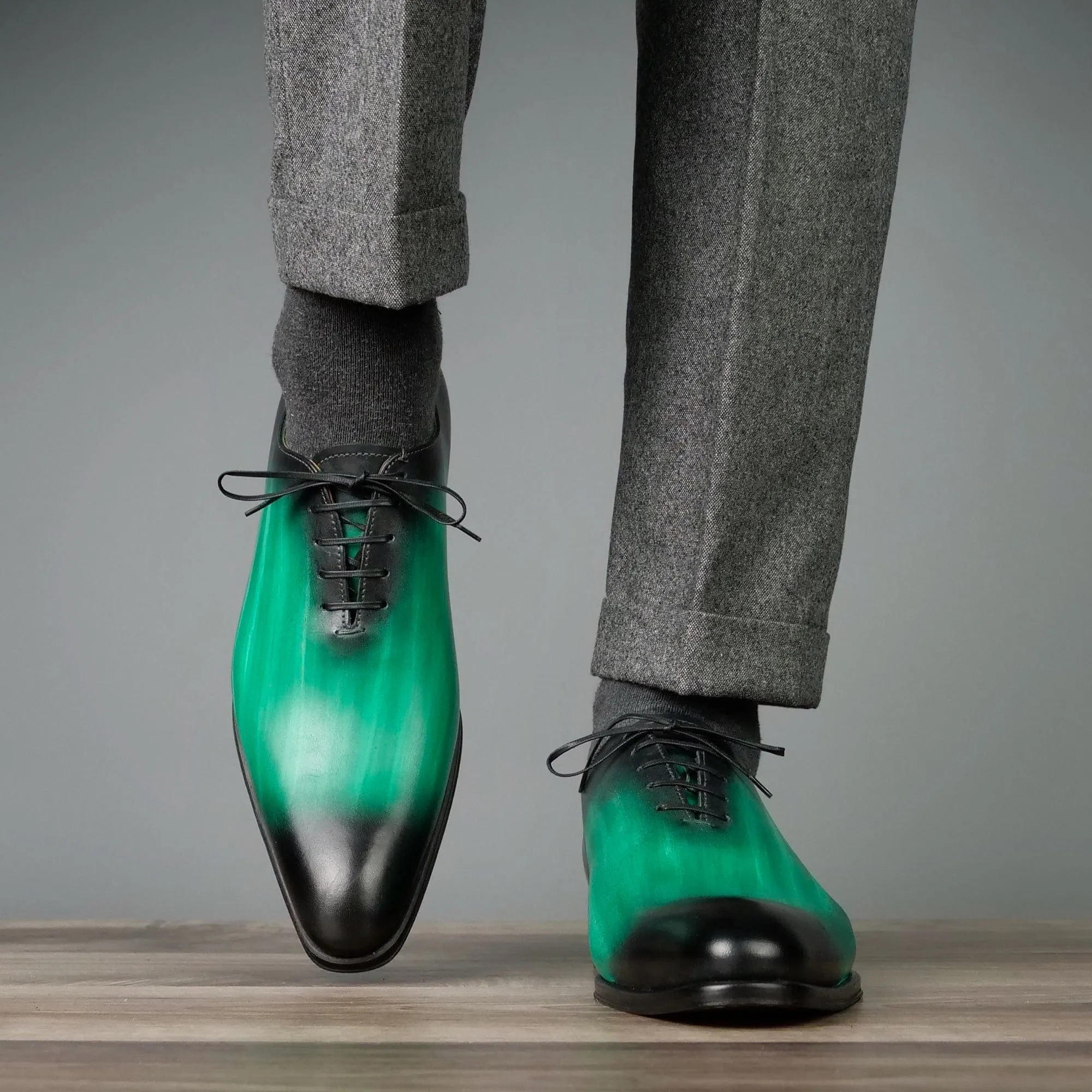 Benson Wholecut Custom Patina Green Trendy Fit Shoes Easy Dress