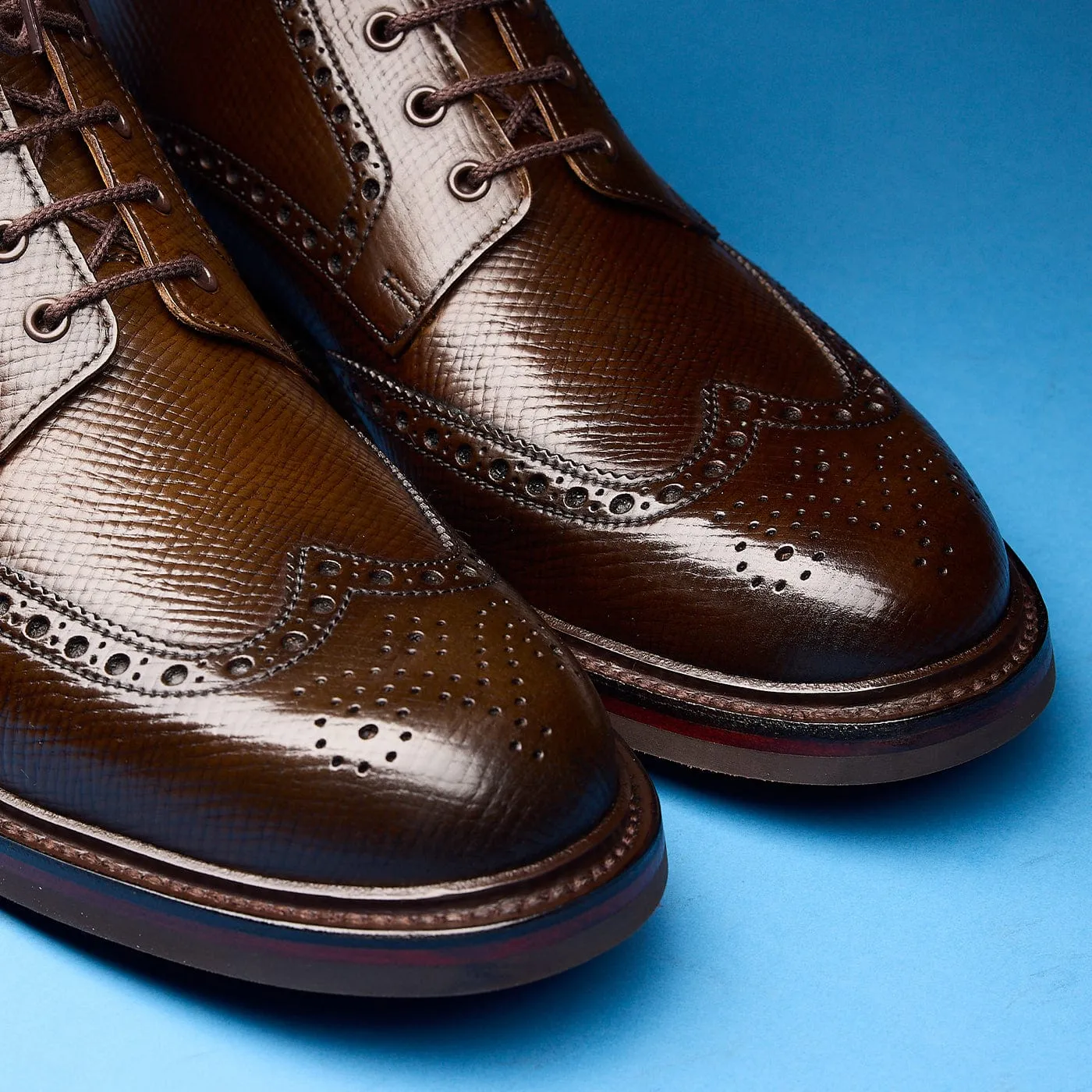 Islay Dark Brown Hatch Grain Cordovan Professional Style Smooth Texture