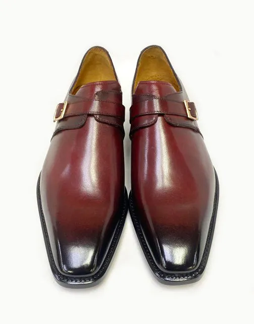 Ugo Vasare "Brooks" Monkstrap Shoe Burgundy Dark Tone