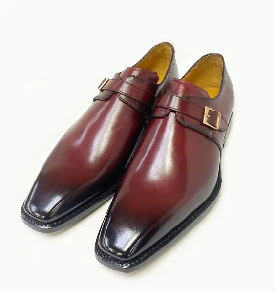 Ugo Vasare "Brooks" Monkstrap Shoe Burgundy Full Ease Mesh Flow