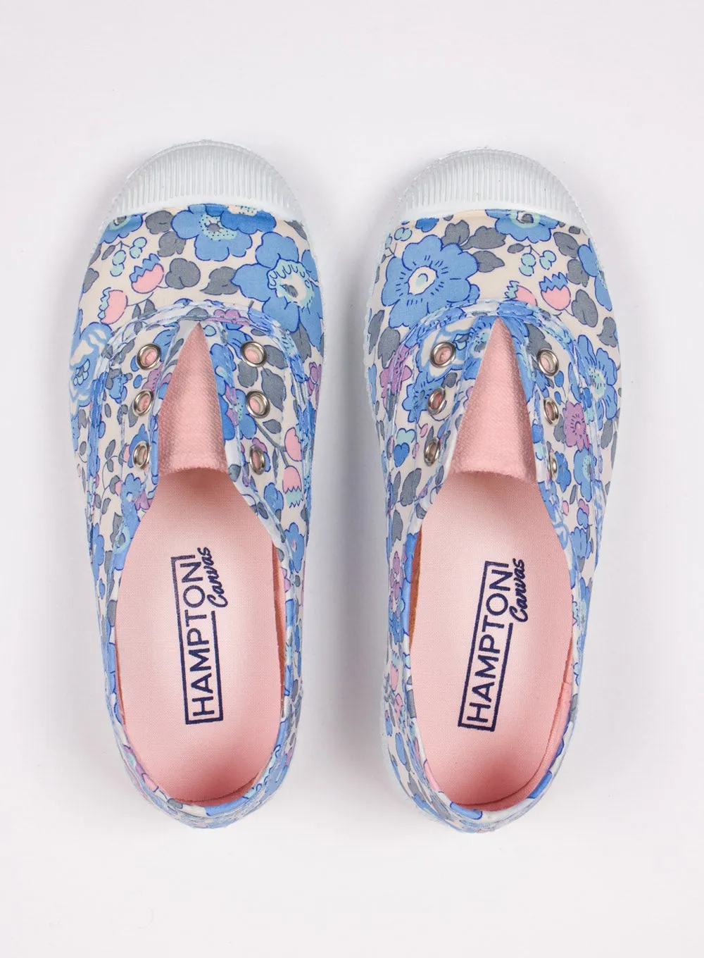 Odor Resistant Hampton Canvas Plum Print Plimsolls in Blue Betsy