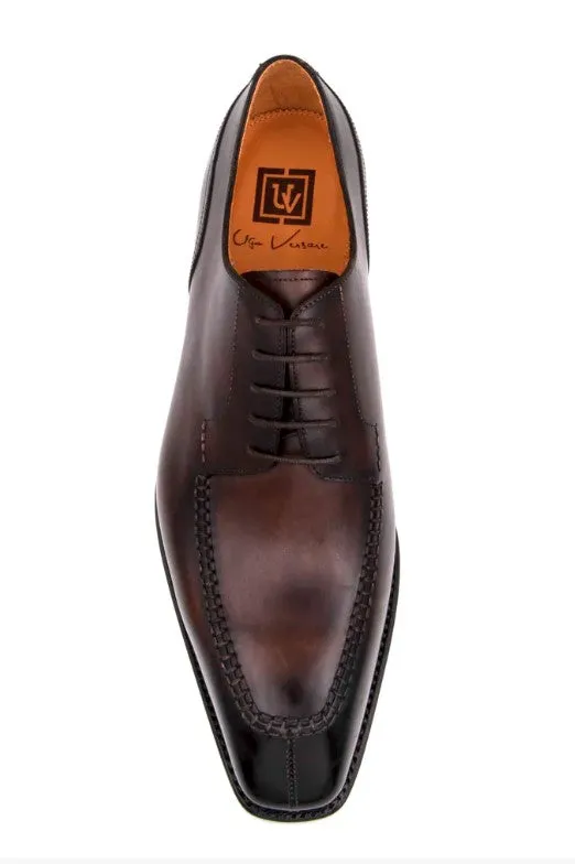 "Norman" Burnished Calfskin Lace-Up Split-Toe Oxford Brown Athletic Dive Gear