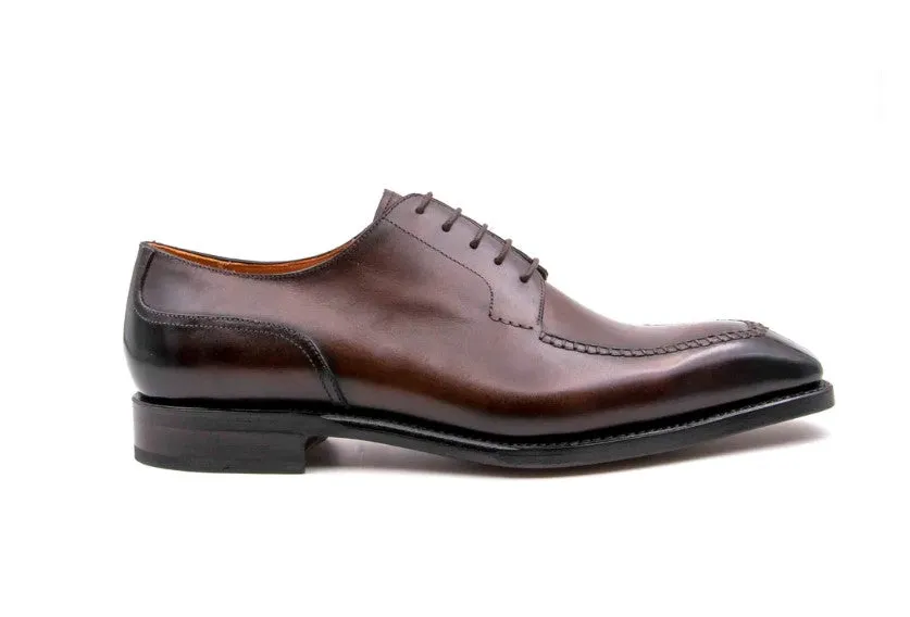 Quick Flow "Norman" Burnished Calfskin Lace-Up Split-Toe Oxford Brown
