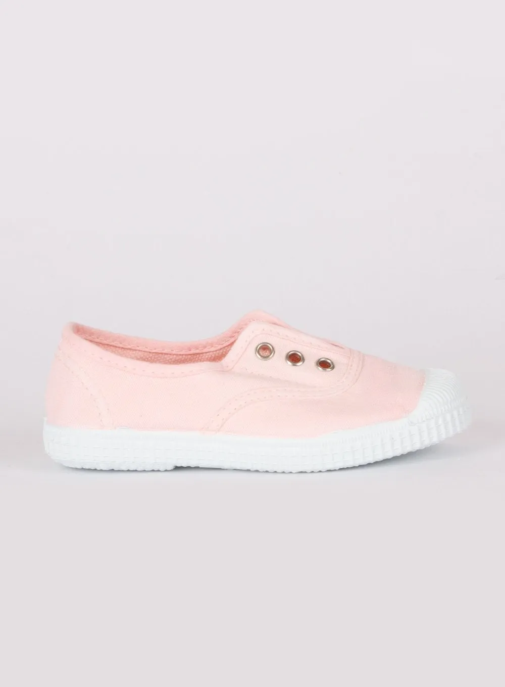 Drill Walk lightweight fabric Hampton Canvas Plum Plimsolls in Pale Pink