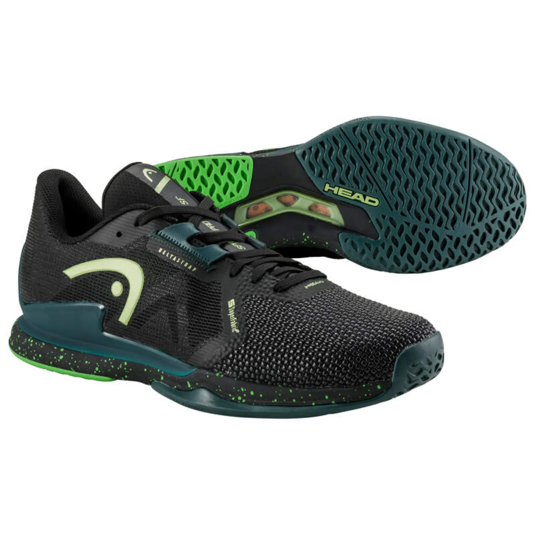 Head Sprint Pro 3.5 SF Men Tennis Shoes - Black Forest Green Leisure Activity Foot Fit