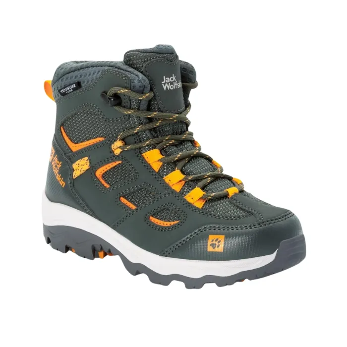 Fire Red Gold Tone jack wolfskin Vojo Texapore Mid Kids Waterproof Hiking Boots