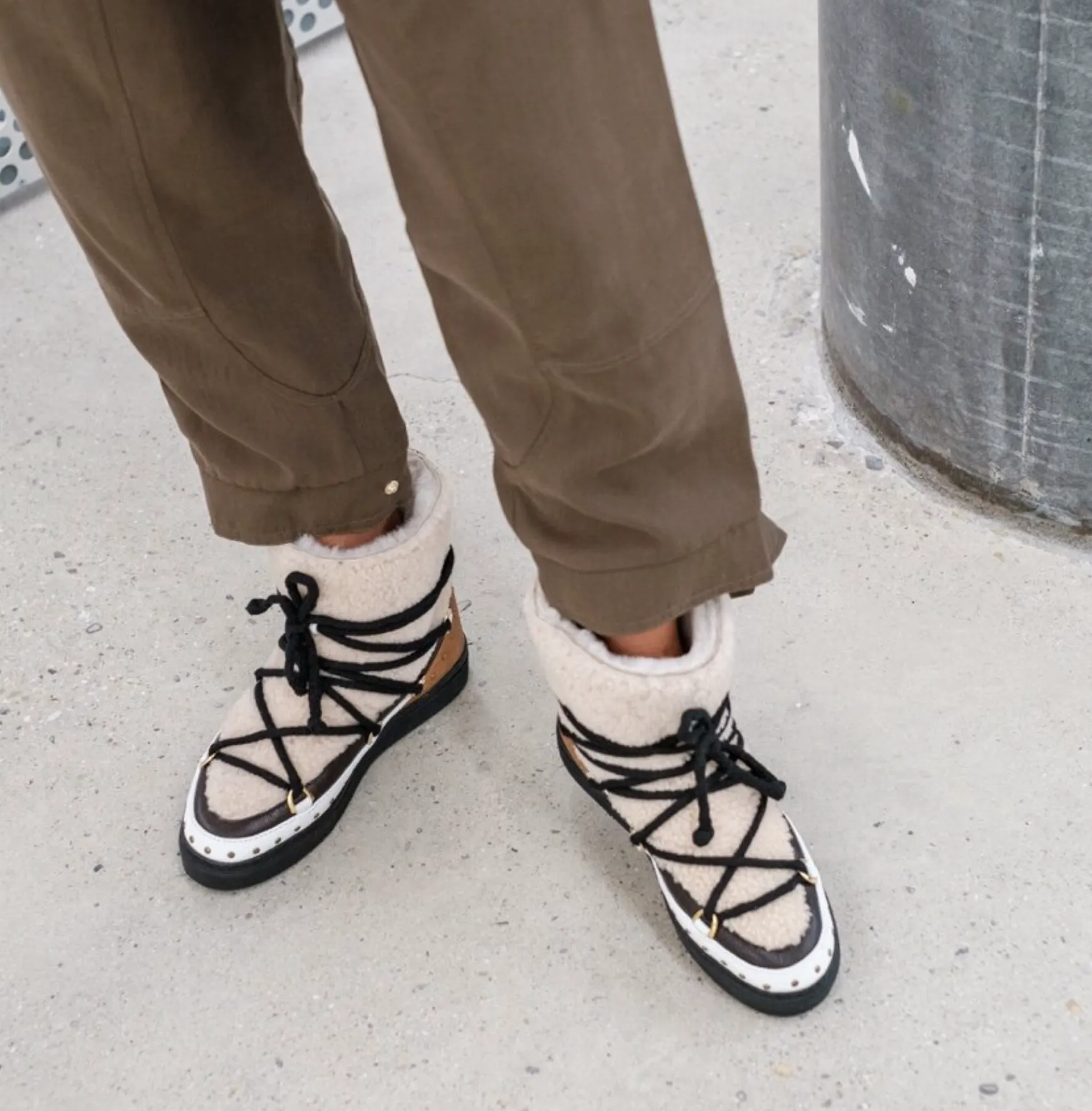 Strong Comfort Padding INUIKII Sneaker Curly Rock Cream Boots