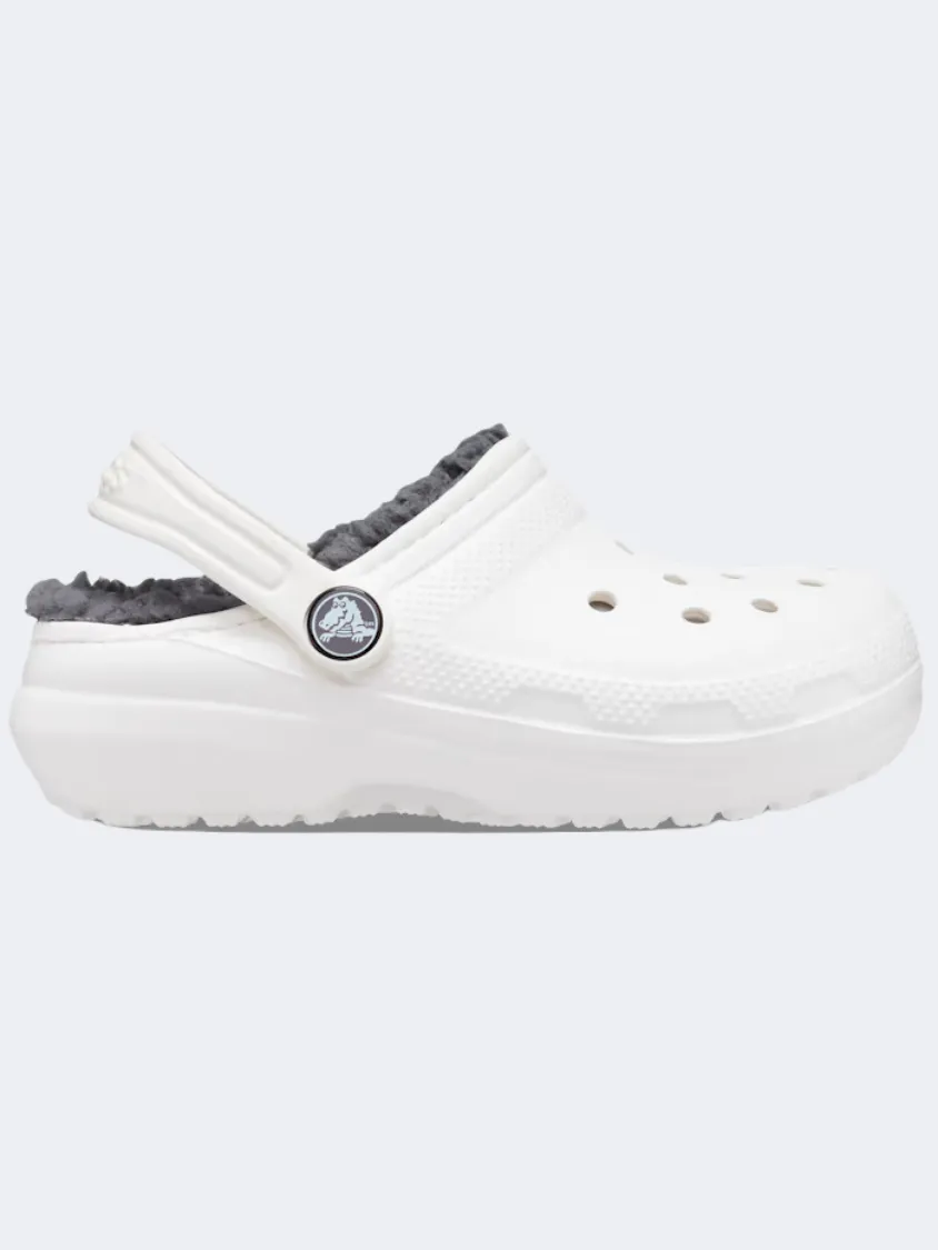 Lightweight Crocs Classic Lined Clog Kids Lifestyle Slippers White/Grey