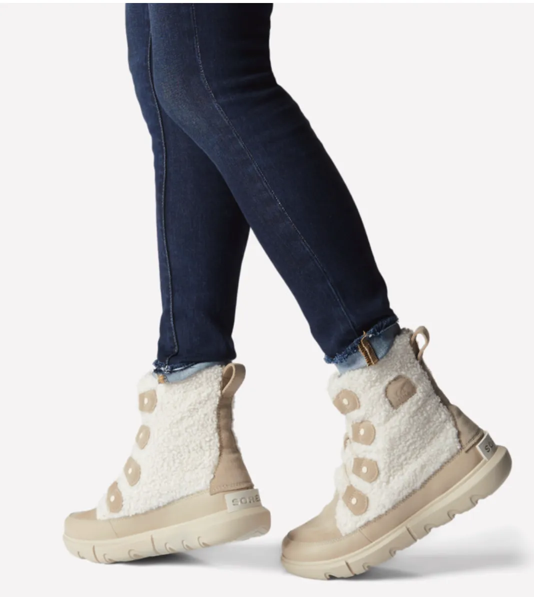 Outdoor Adventure Footwear Sorel Explorer ll Joan Cozy Ancient Fossil Off-White Boots