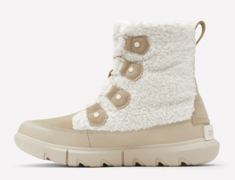 Sorel Explorer ll Joan Cozy Ancient Fossil Off-White Boots Cold Weather Hiking