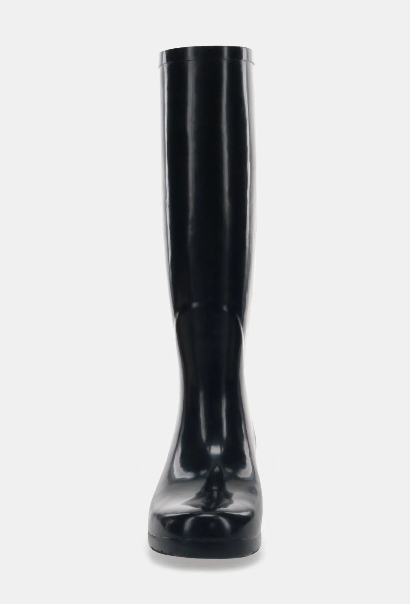 Quick Fit Fashion Comfy Walking Gear GLOSS TALL RAIN BOOT - BLACK