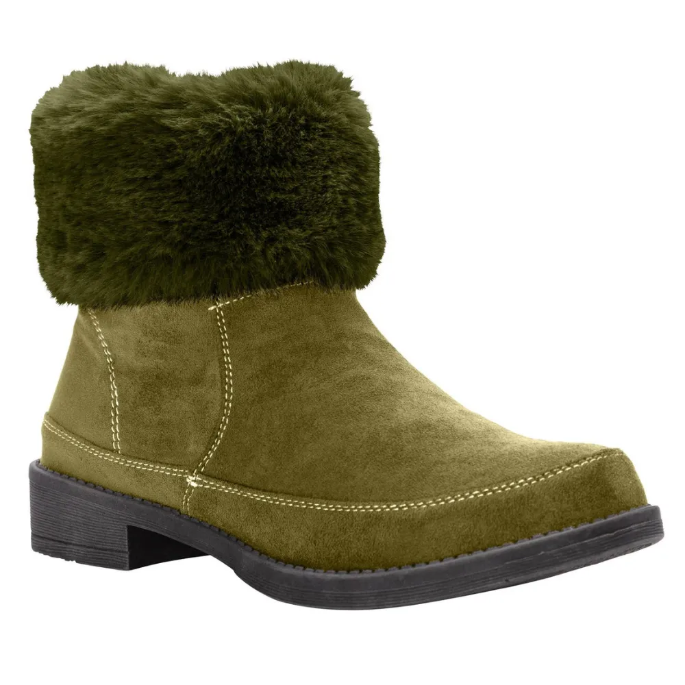 Propet Tabitha Faux Fur Olive Ankle Boot (Women's) Cold Environment Footwear