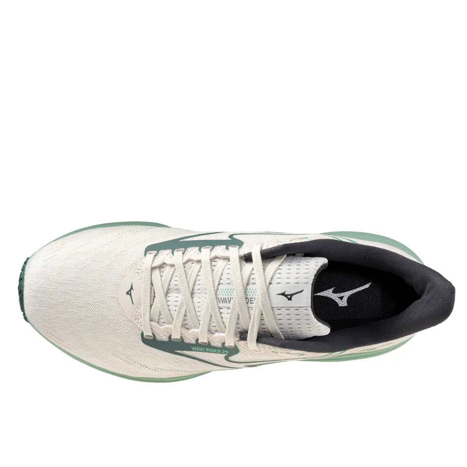 Mizuno Men's Wave Rider 29 Running Shoes in Snow White/Bistro Green/Cr??me De Menthe AW25 firm midsole shoes
