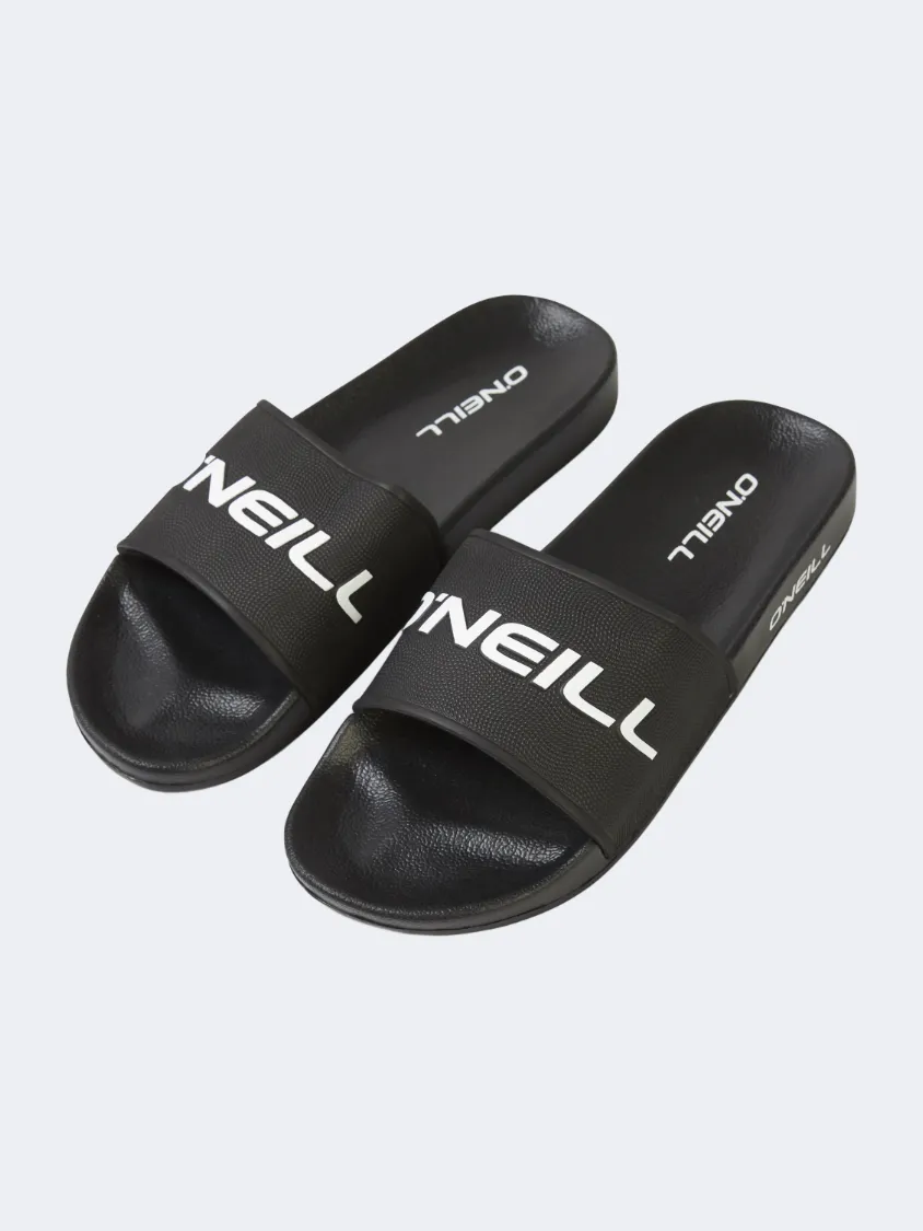 Oneill Logo Boys Beach Slippers Black Wet Grip Adjustable