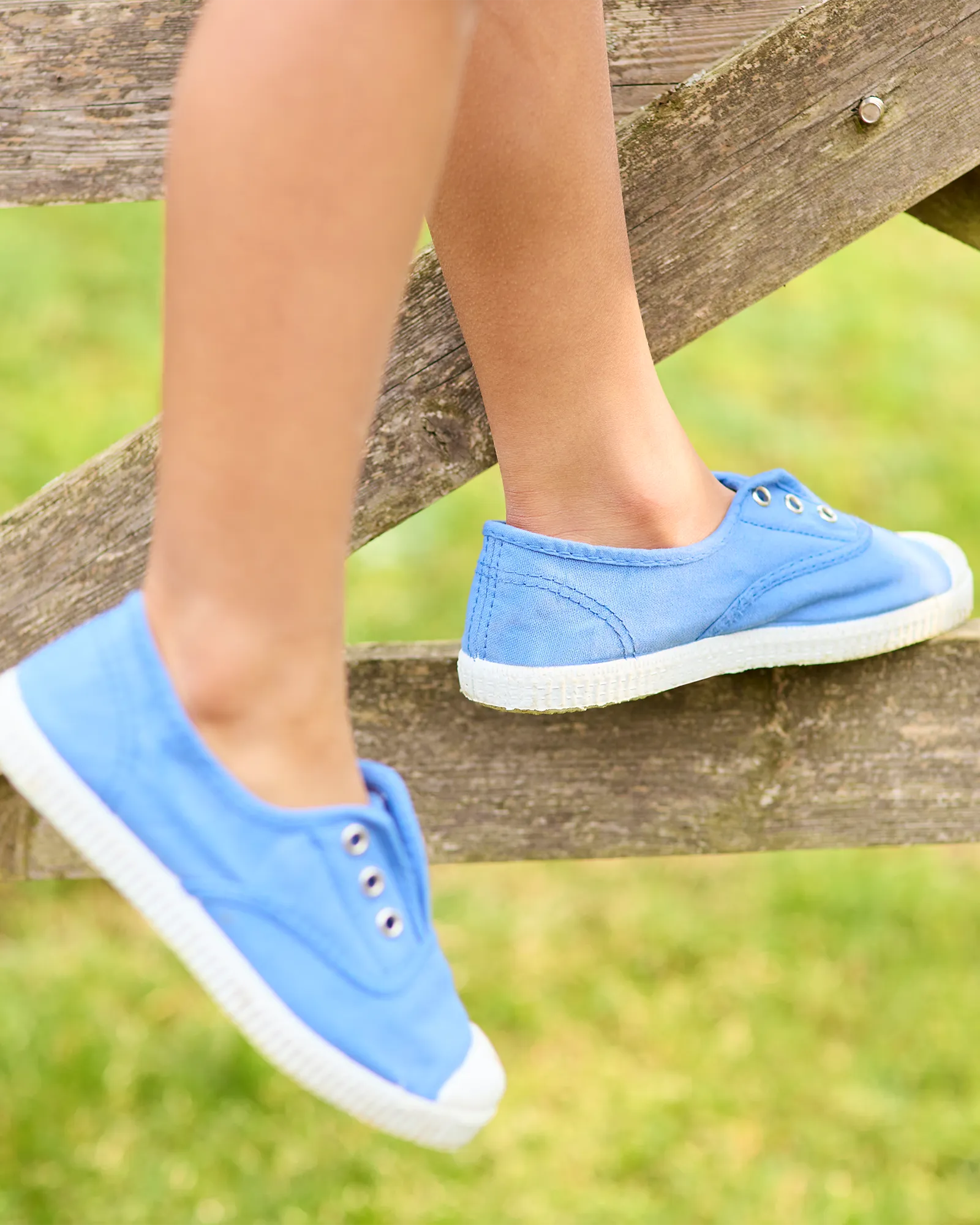 Hampton Canvas Plum Plimsolls in Ice Blue Dusk Hike