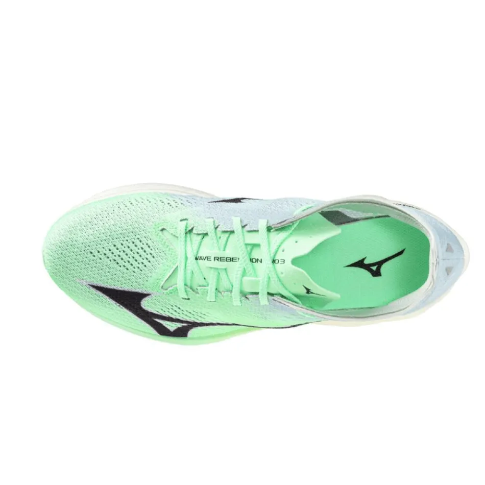 Mizuno Unisex Wave Rebellion Pro 3 Running Shoes in Neo Mint/Black/Hint of Mint SS25 running in the heat