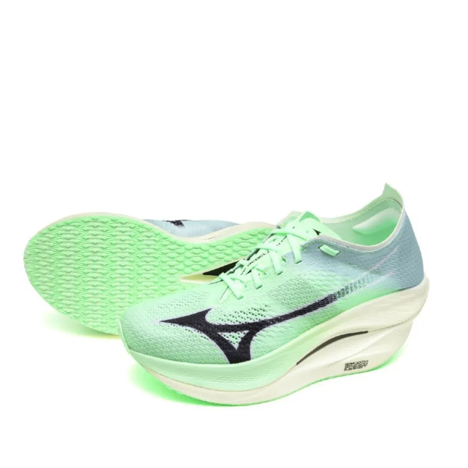 interval training shoe compatibility Standard Mizuno Unisex Wave Rebellion Pro 3 Running Shoes in Neo Mint/Black/Hint of Mint SS25