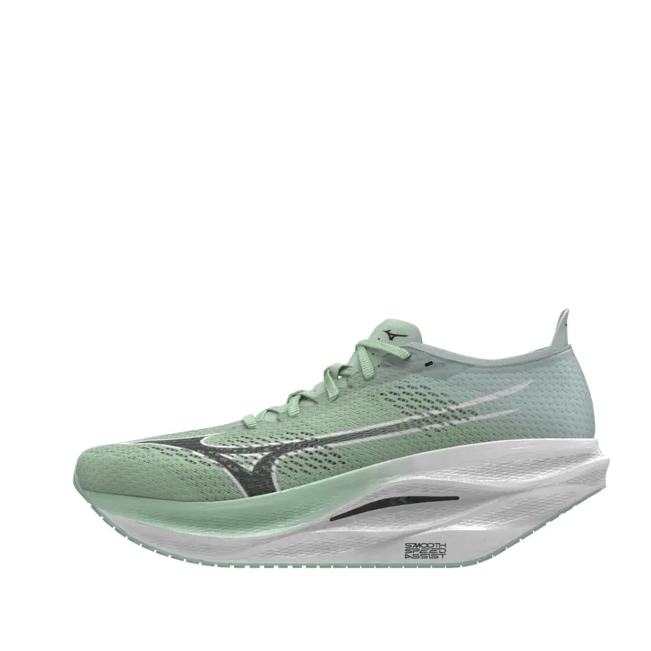 running on sand shoes smooth ride shoe experience Mizuno Unisex Wave Rebellion Pro 3 Running Shoes in Neo Mint/Black/Hint of Mint SS25