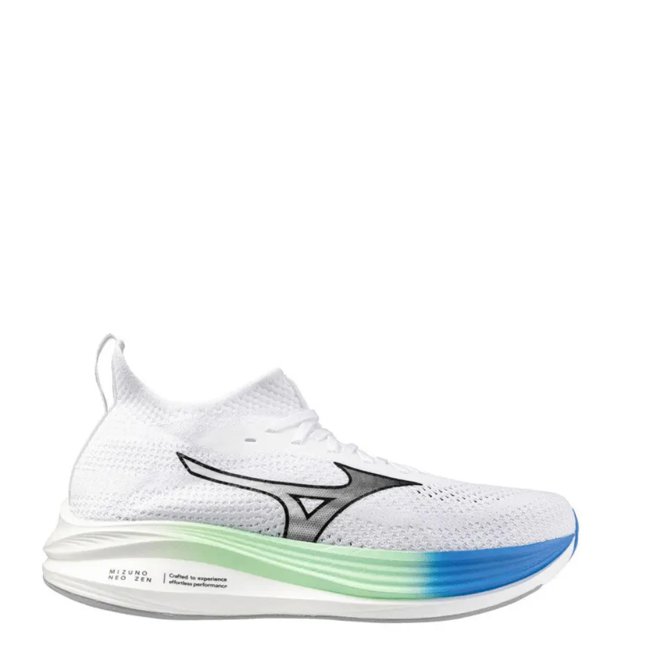 Mizuno Men's Neo Zen Running Shoes in White/Black/Frontier Blue SS25 pilates running shoes