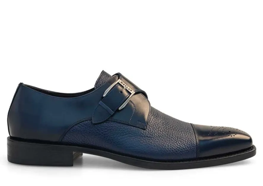Mezlan Phoenix Monkstrap Shoe Blue Evening Out Soft Sock