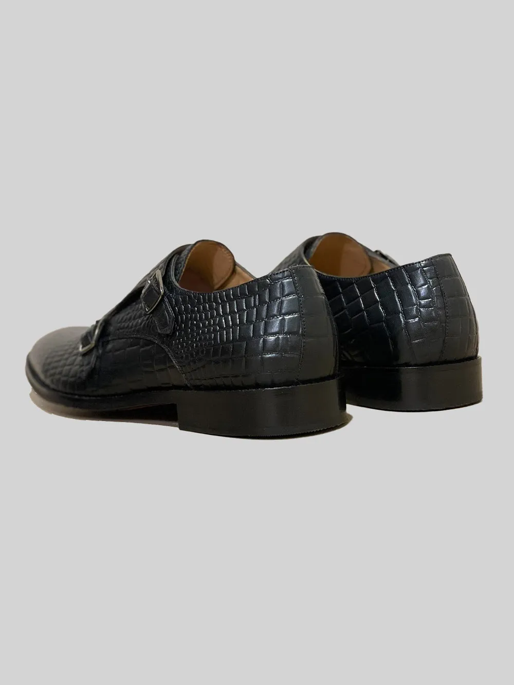 CROC EMBOSSED DOUBLE MONK - BLACK Sun Guard