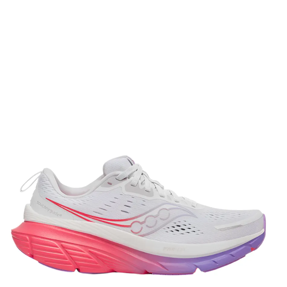 Saucony Women's Guide 18 Running Shoes in White/Crocus - Online Exclusive running belt