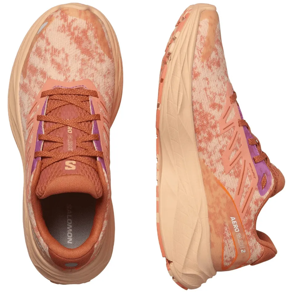 Salomon Women's Aero Glide 2 Running Shoes in Spice Route/Peach Quartz/Fresh Salmon stain - resistant - coating - durability shoes
