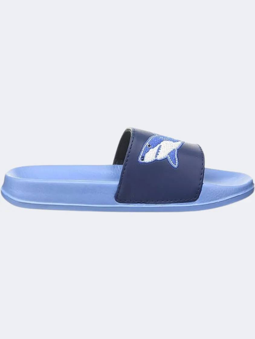 Hatley Deep Sea Sharks Boys Beach Slippers Blue/Navy Matte Edge Torsion control