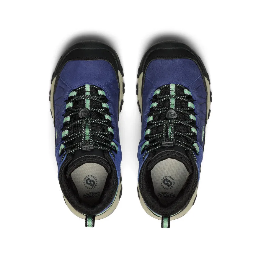 Big Kids' Targhee IV Waterproof Hiking Boot  |  Skipper Blue/Hemlock Heel notch enhances Achilles mobility and comfort